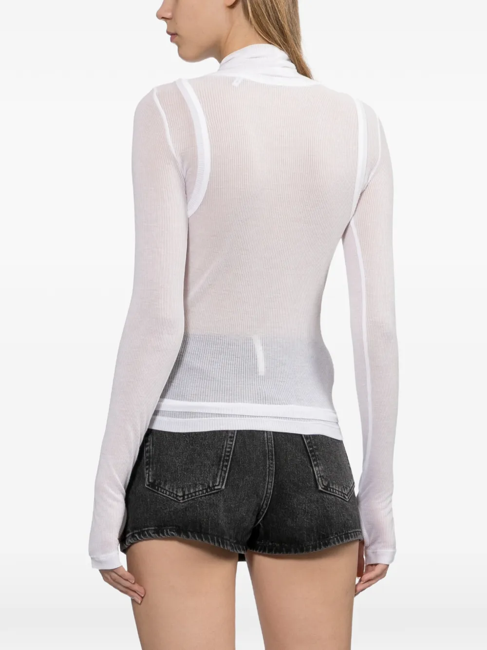 Helmut Lang layered long-sleeve top Wit
