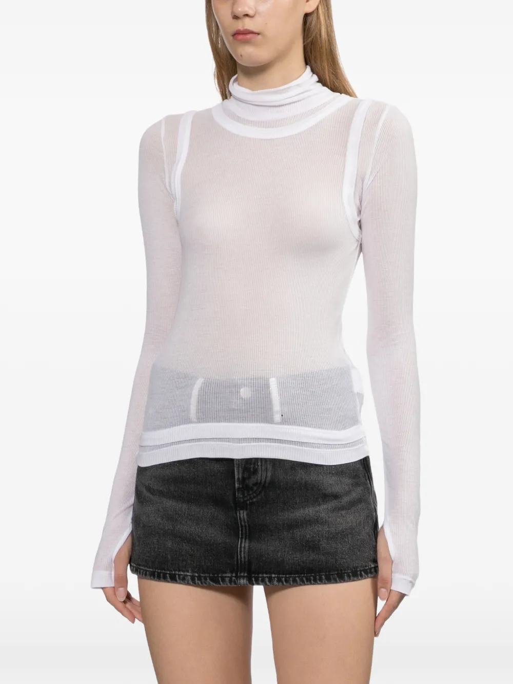 Helmut Lang layered long-sleeve top Wit