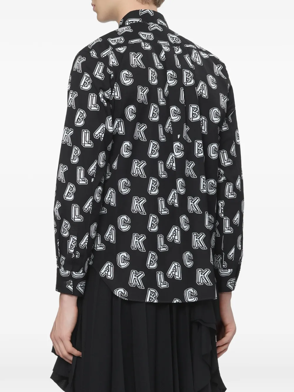 Black Comme Des Garçons alphabet-print zip-detail shirt Zwart