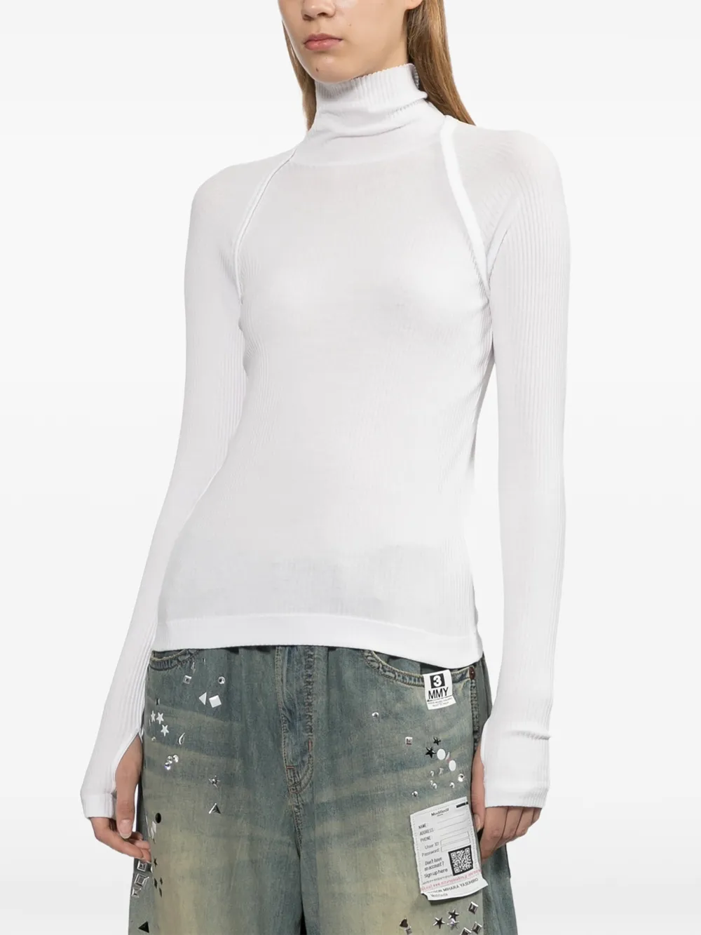 Helmut Lang shrug turtleneck top Wit