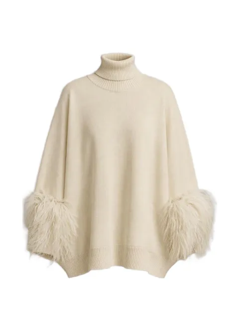Alberta Ferretti feather-trim roll-neck sweater