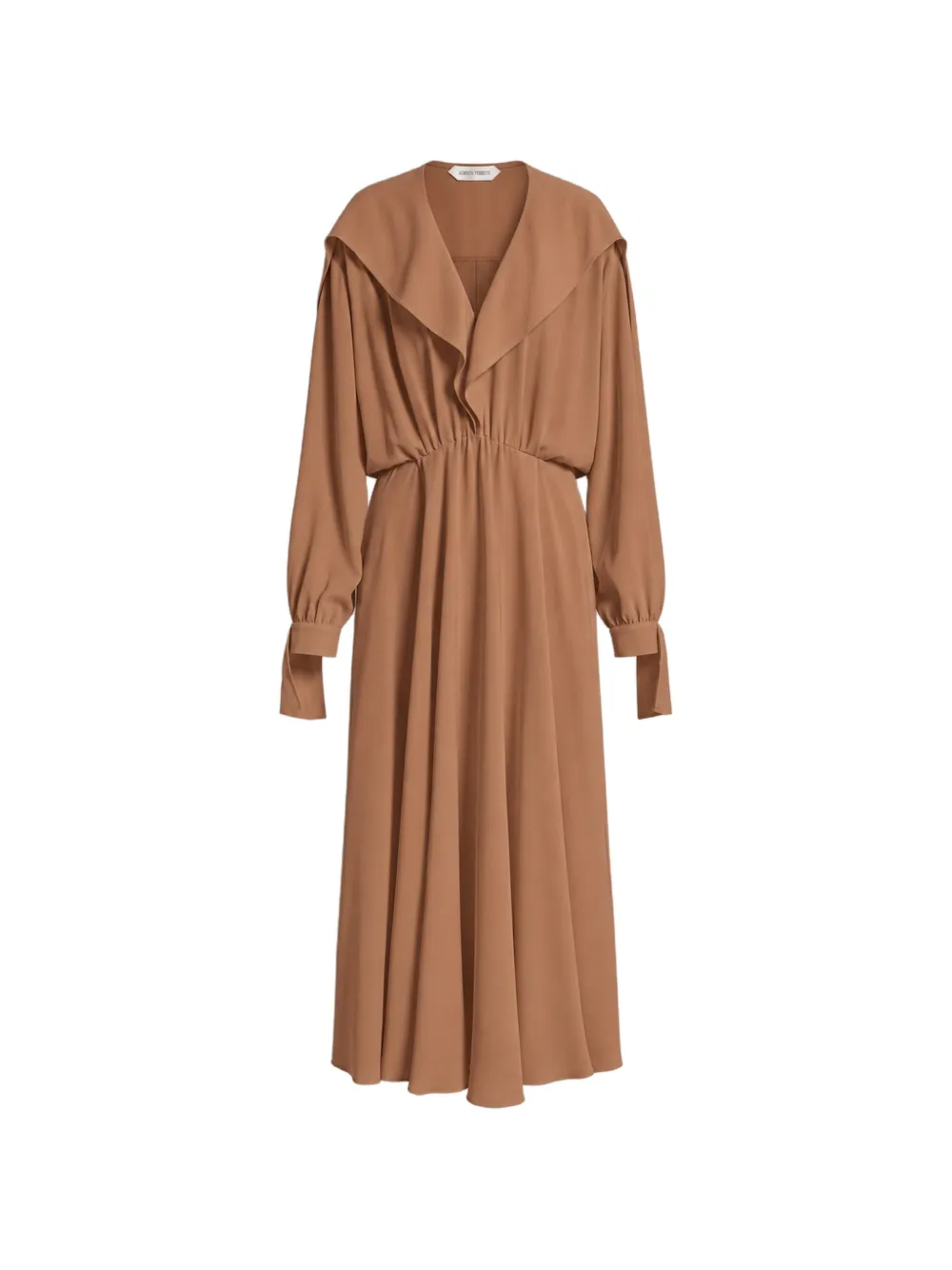 Alberta Ferretti cape-collar gathered maxi dress - Marrone