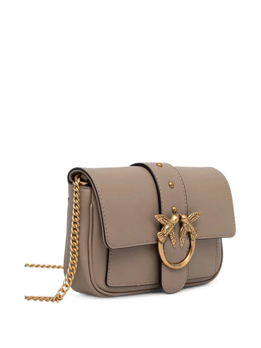 PINKO Love Birds leren schoudertas Beige