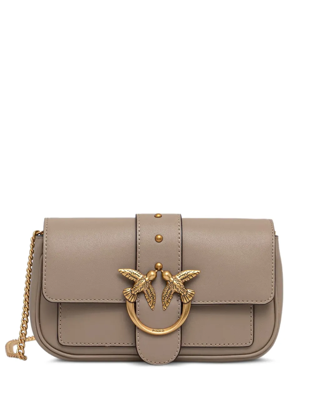 PINKO Love Birds leather shoulder bag - Toni neutri