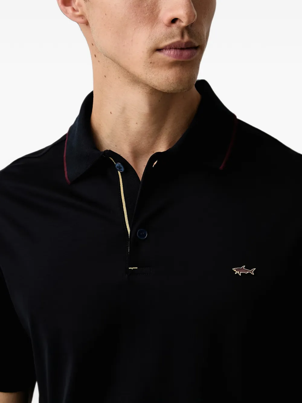 Paul & Shark Poloshirt met logo-plakkaat en korte mouwen Zwart