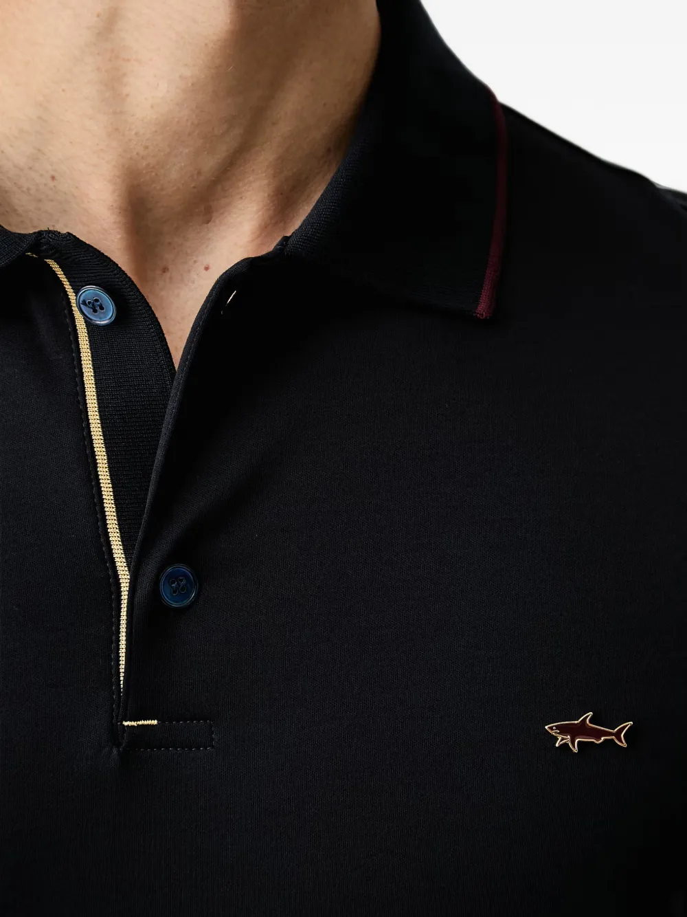 Paul & Shark Poloshirt met logo-plakkaat en korte mouwen Zwart