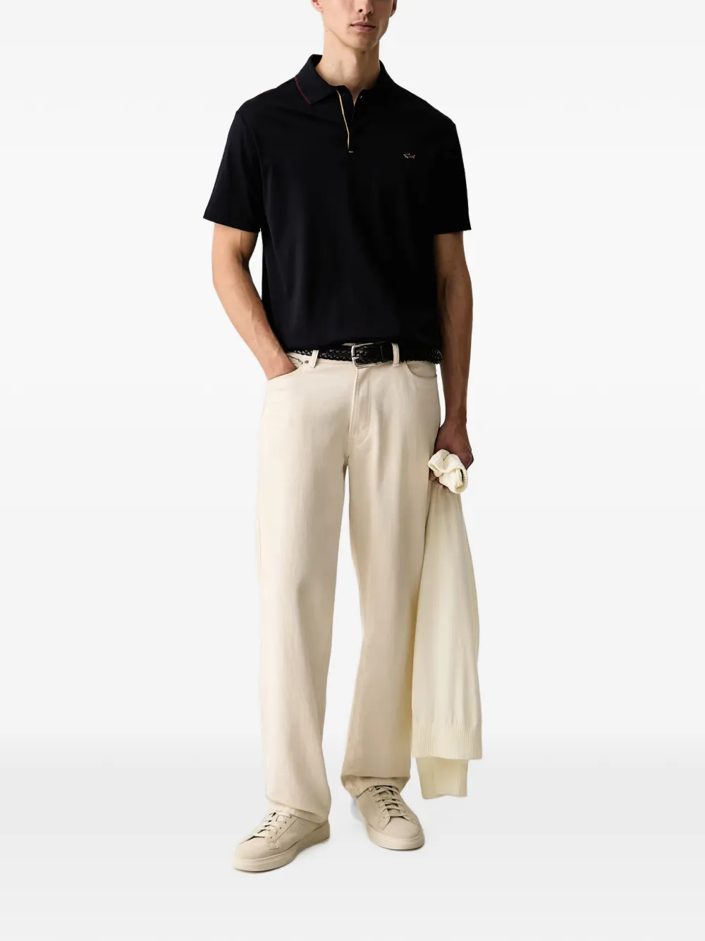 Paul & Shark Poloshirt met logo-plakkaat en korte mouwen Zwart