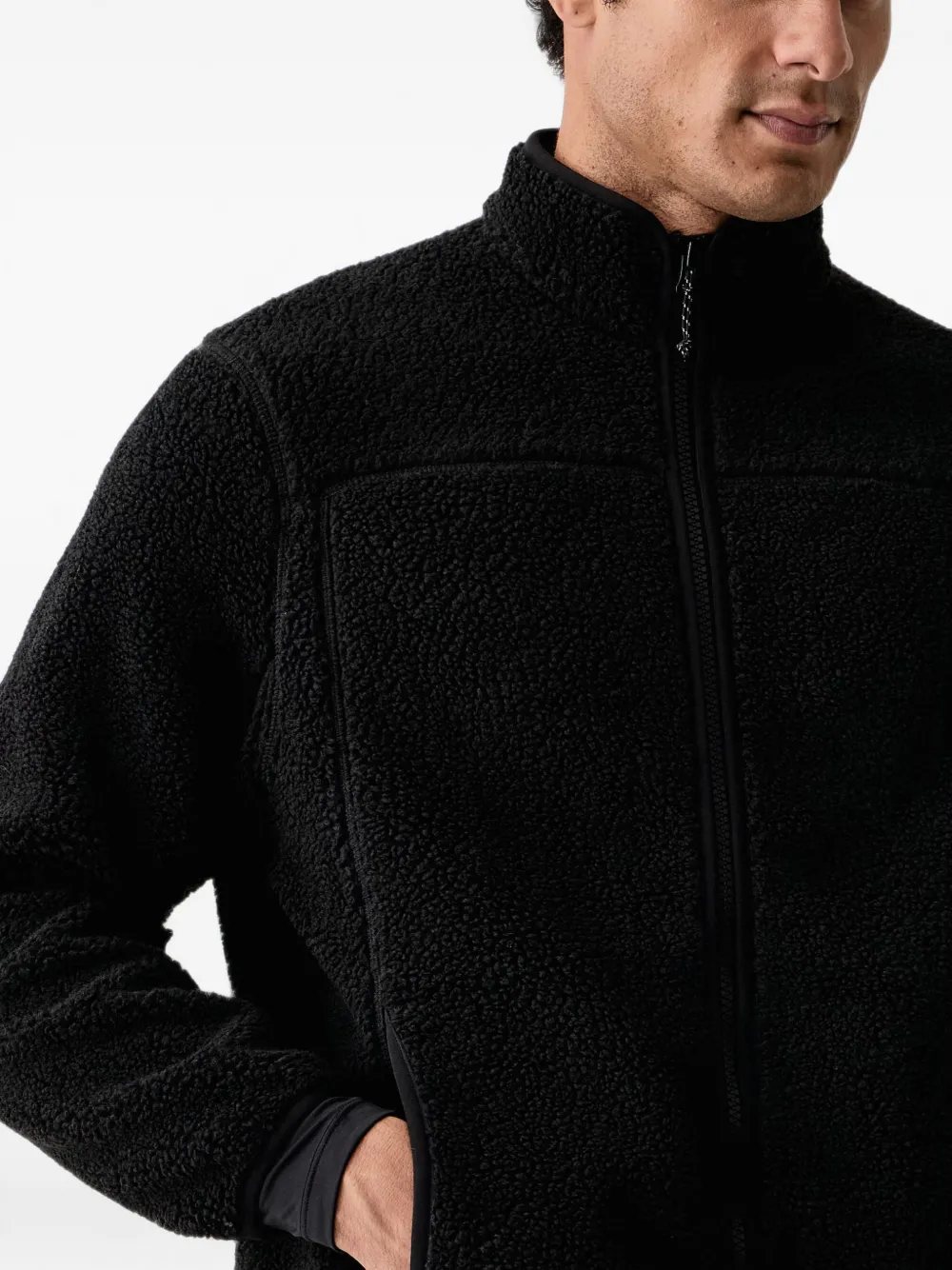 Peak Performance Trui met fleece textuur en rits Zwart