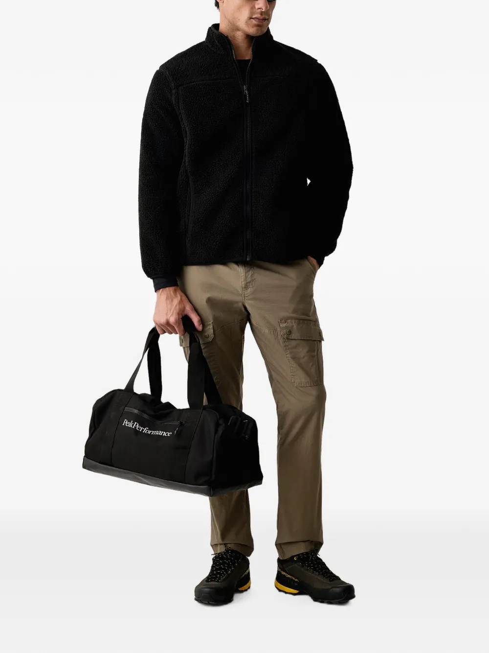 Peak Performance Trui met fleece textuur en rits Zwart