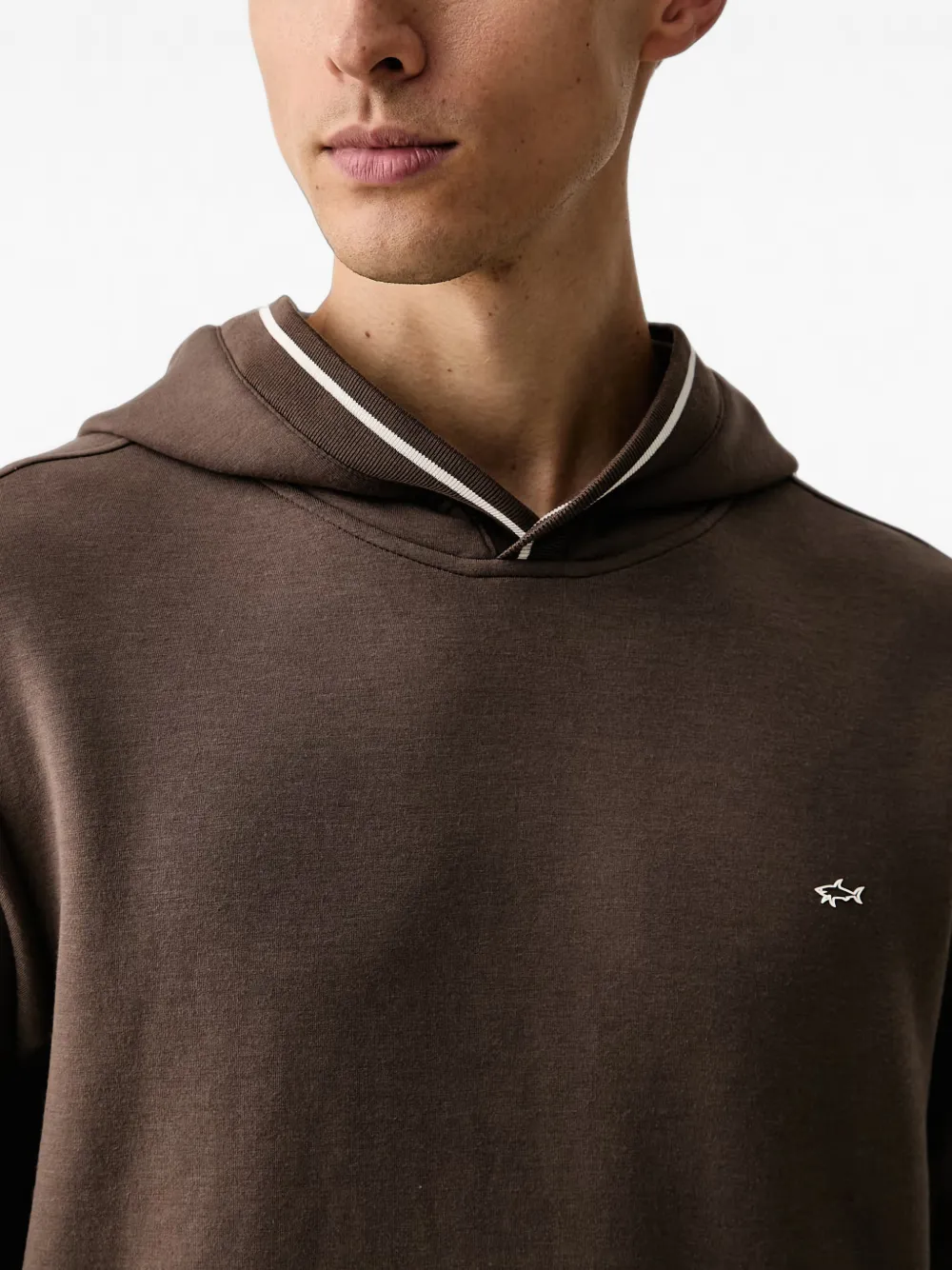 Paul & Shark Hoodie met geborduurd logo en contrasterende afwerking Bruin