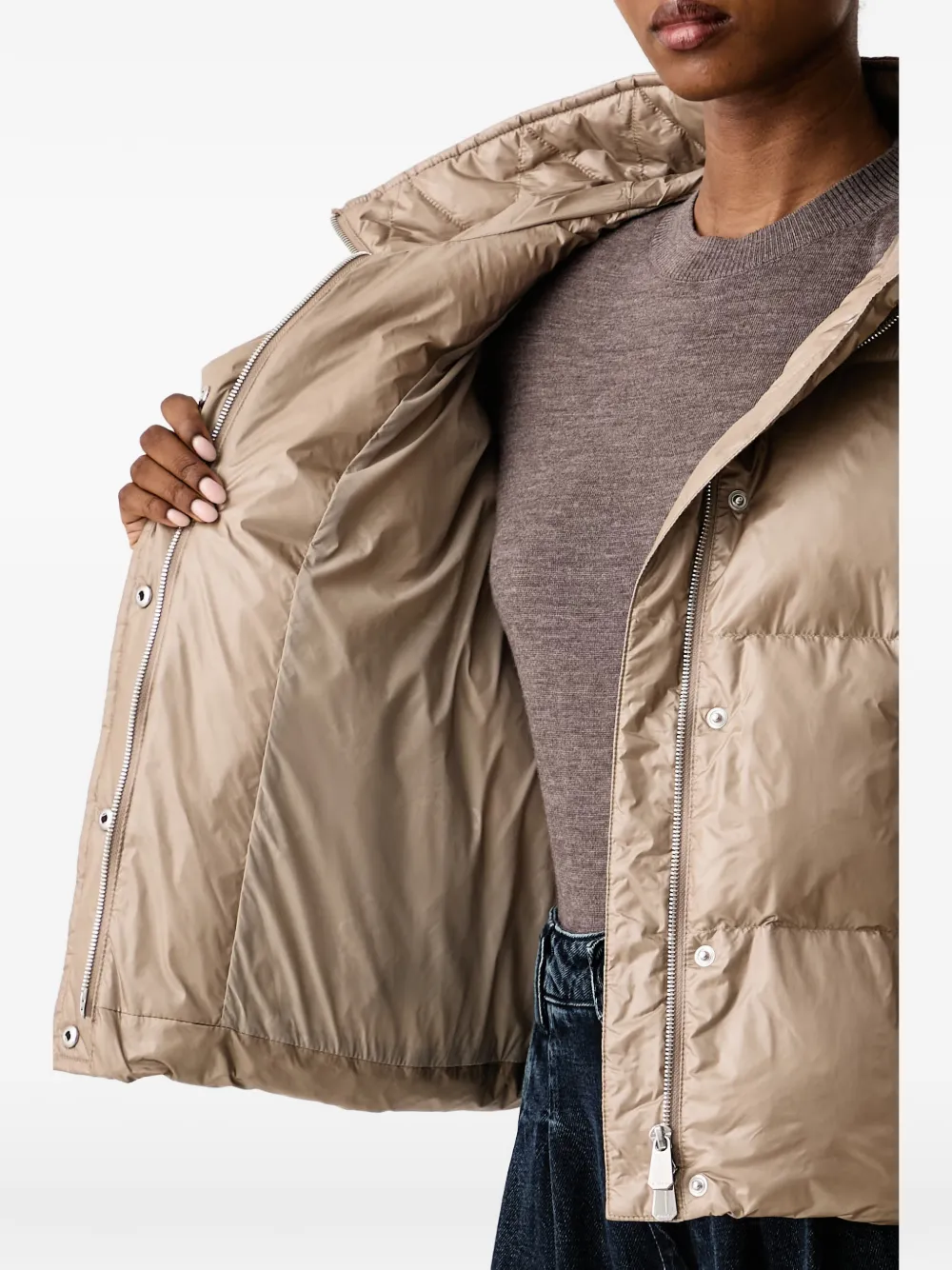 PINKO Technisch canvas jack met capuchon Beige