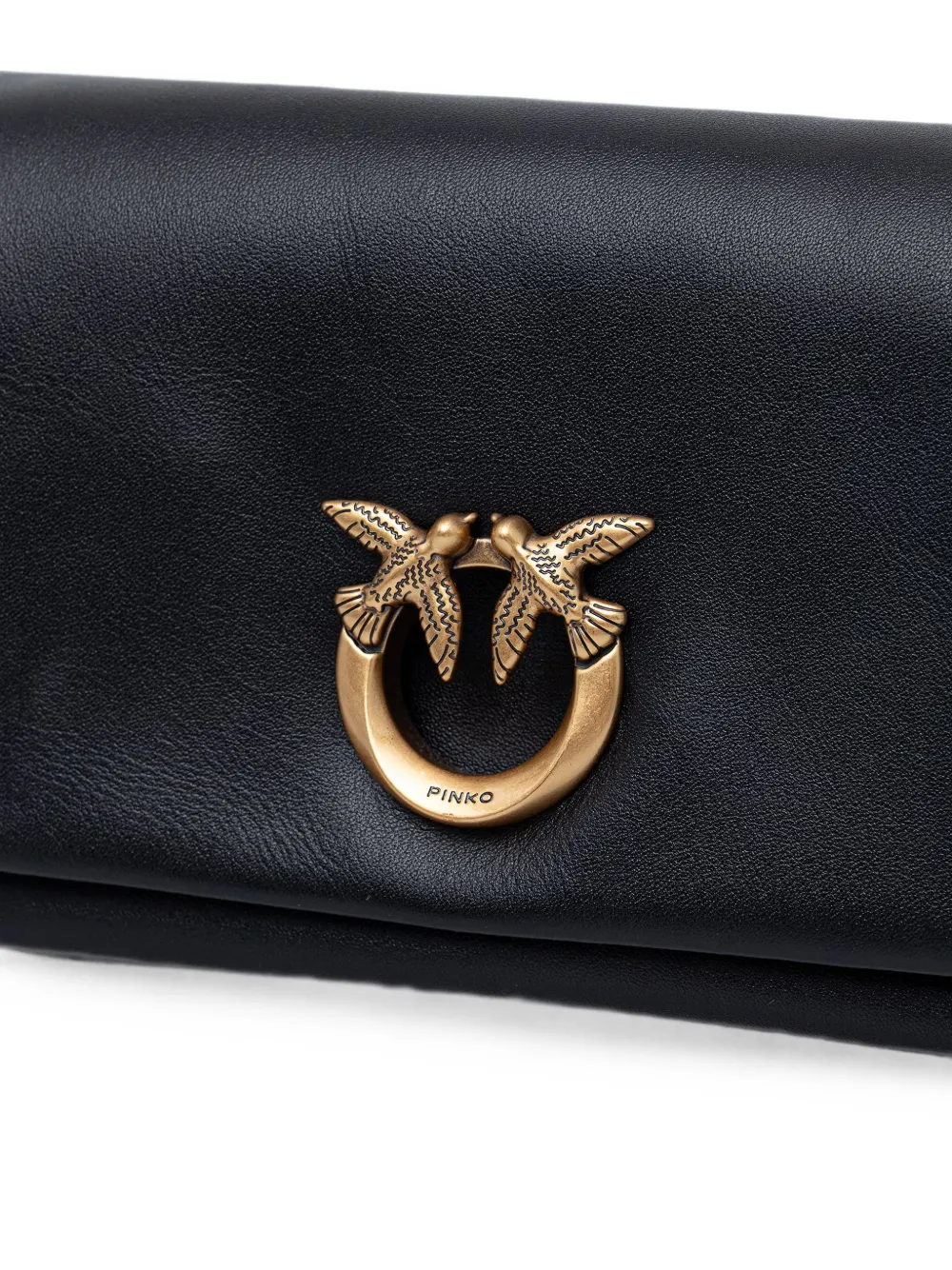 PINKO Love Birds leren schoudertas Zwart