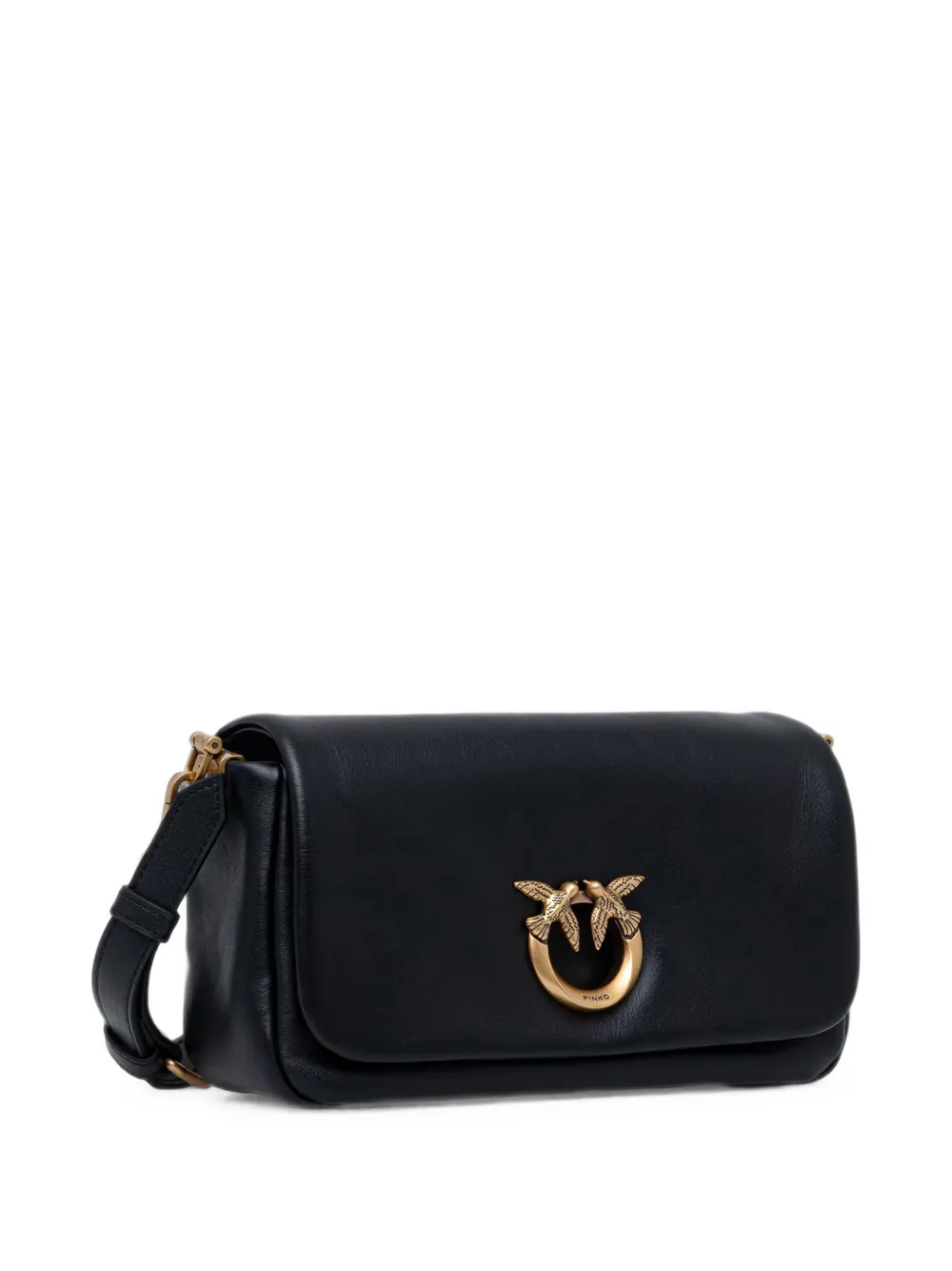 PINKO Love Birds leren schoudertas Zwart