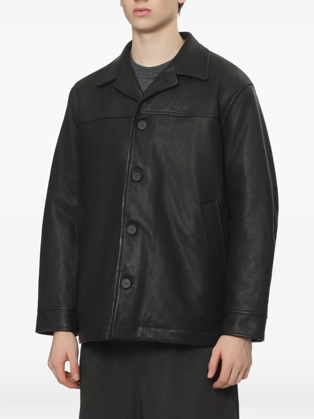 Comme des Garçons Homme Leren jack Zwart