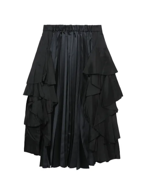Black Comme Des Garçons ruffled pleated midi skirt