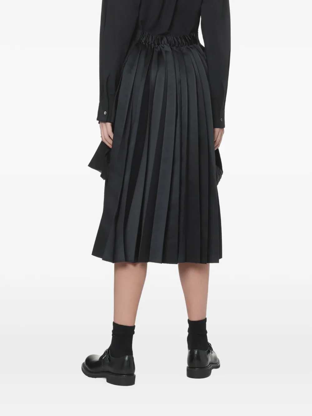 Black Comme Des Garçons ruffled pleated midi skirt Zwart