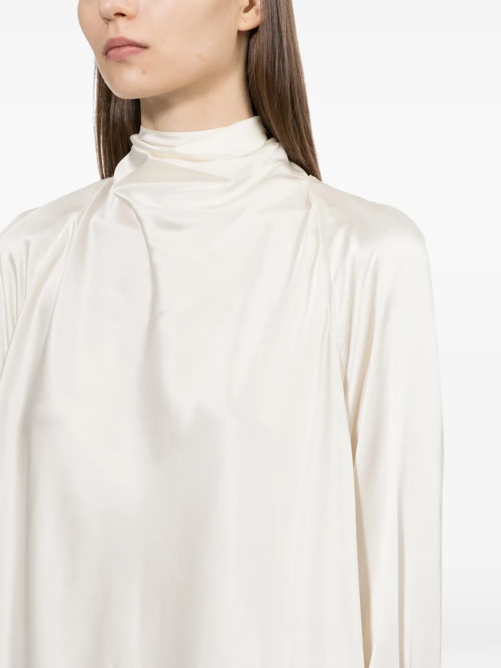 Helmut Lang Top met gestrikte hals en lange mouwen Beige