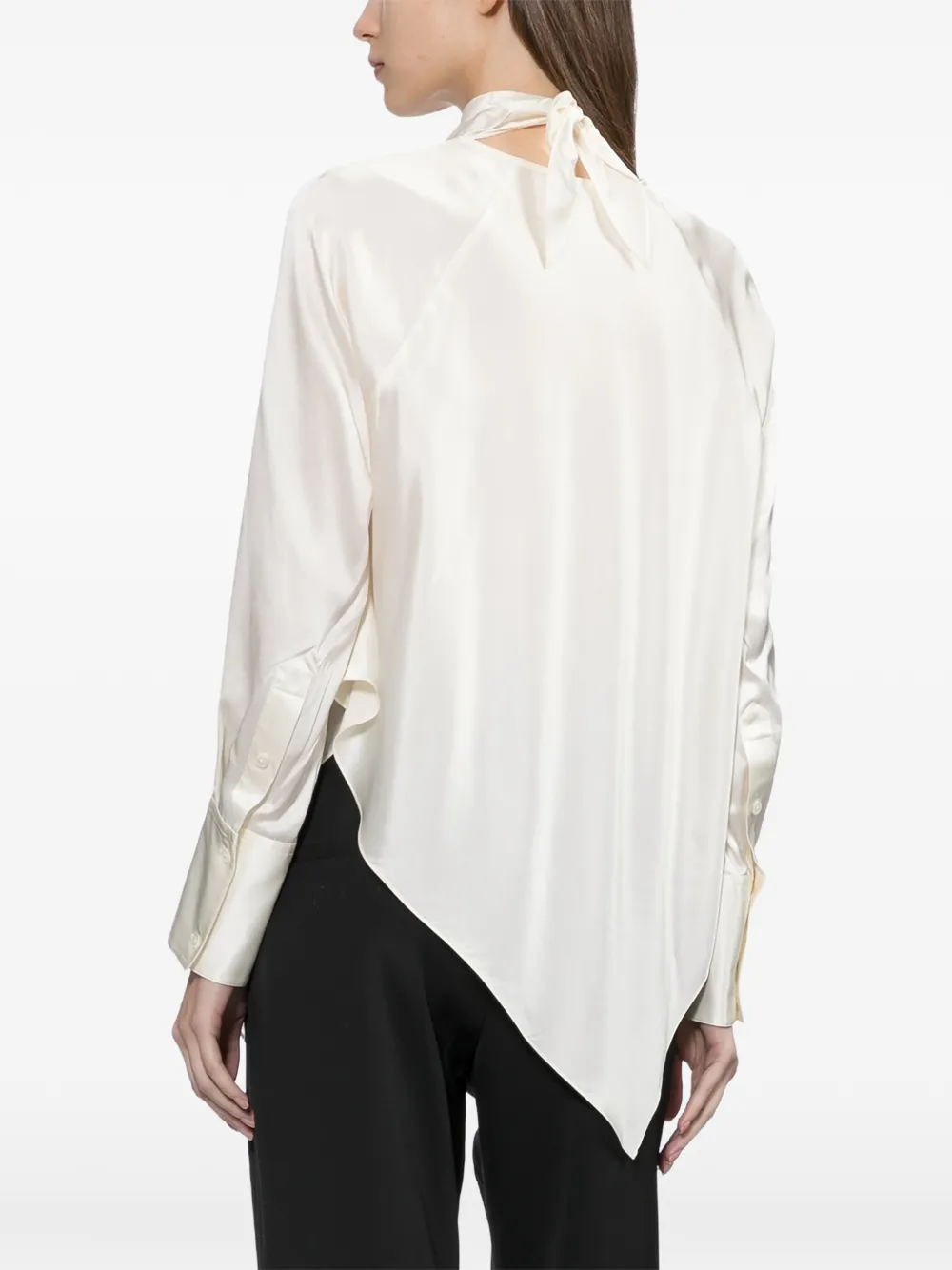Helmut Lang Top met gestrikte hals en lange mouwen Beige