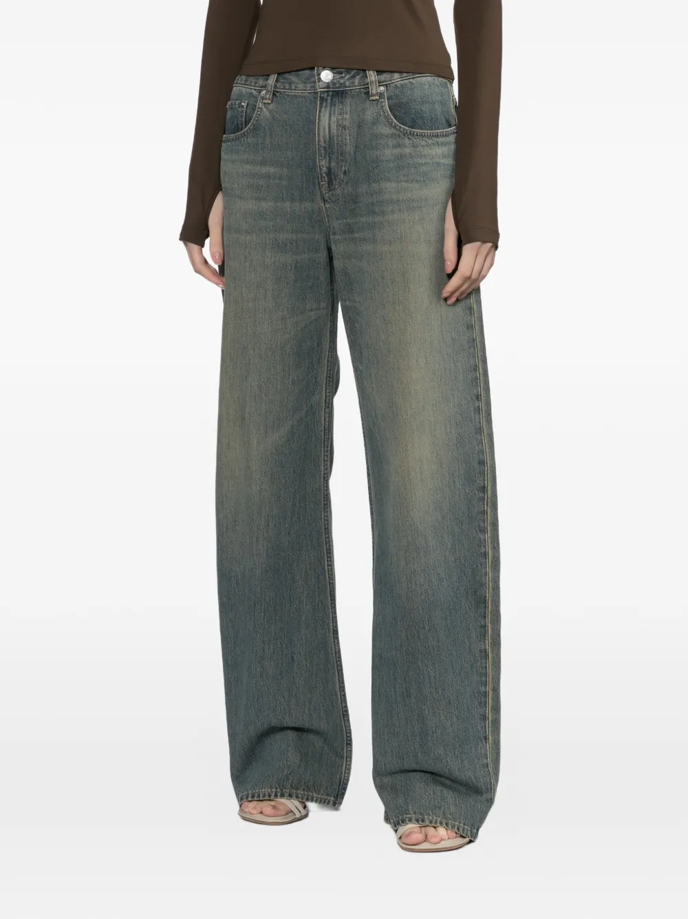 Helmut Lang Jeans met verwassen effect en vlakken Blauw