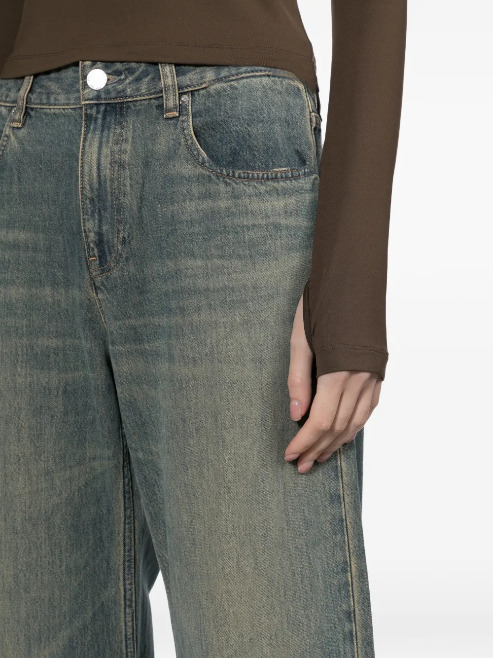 Helmut Lang Jeans met verwassen effect en vlakken Blauw