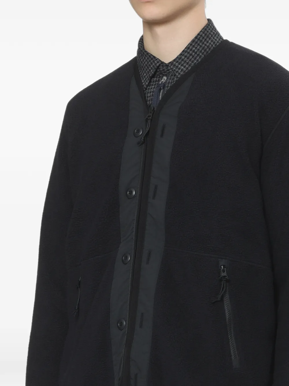 Comme des Garçons Homme Vest met contrasterende afwerking en fleecetextuur Zwart