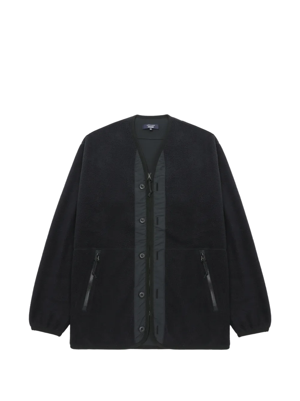 Comme des Garçons Homme contrast-trim fleece-texture cardigan - Black