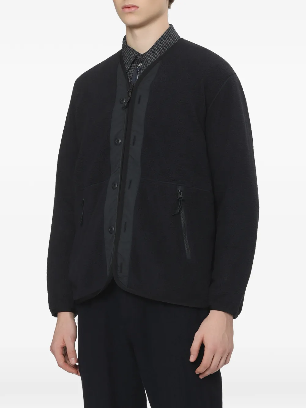 Comme des Garçons Homme Vest met contrasterende afwerking en fleecetextuur Zwart