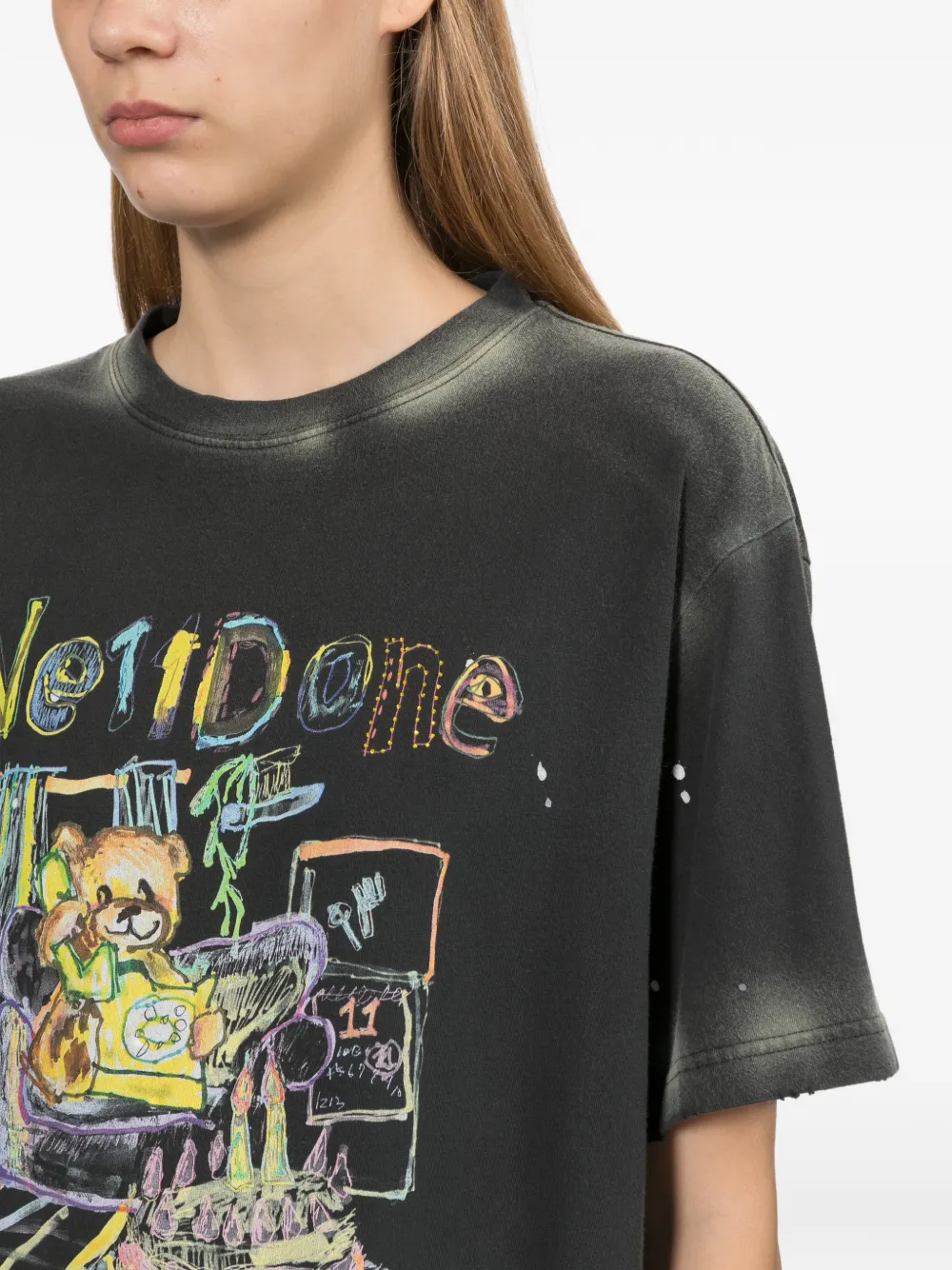 We11done T-shirt met grafische print Grijs