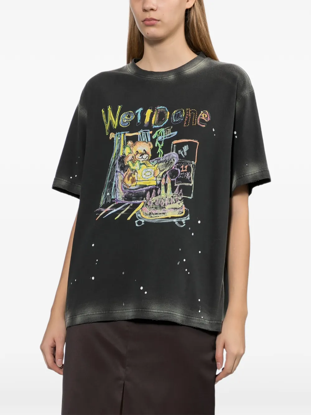 We11done T-shirt met grafische print Grijs
