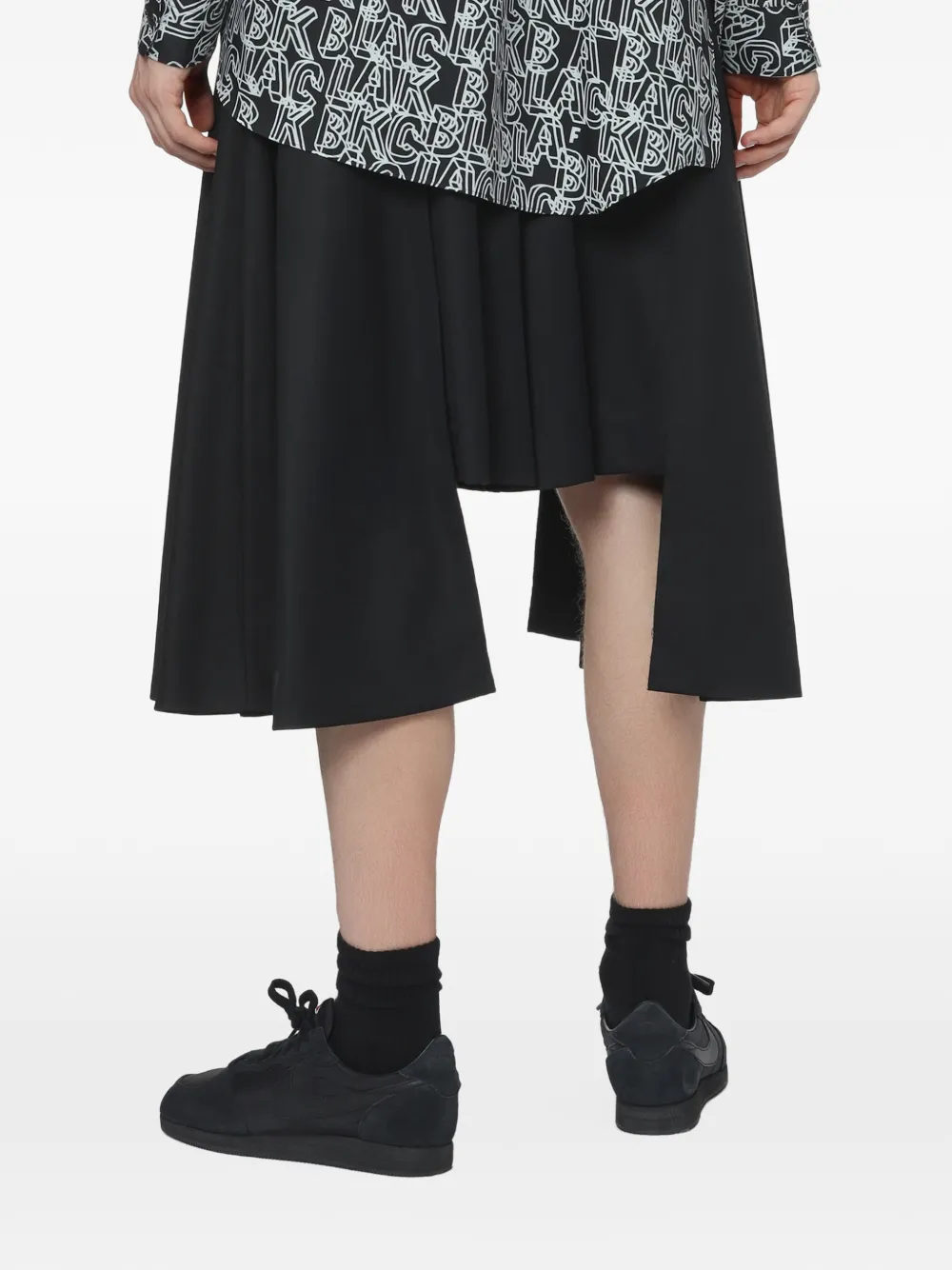Black Comme Des Garçons Asymmetrische gelaagde shorts Zwart