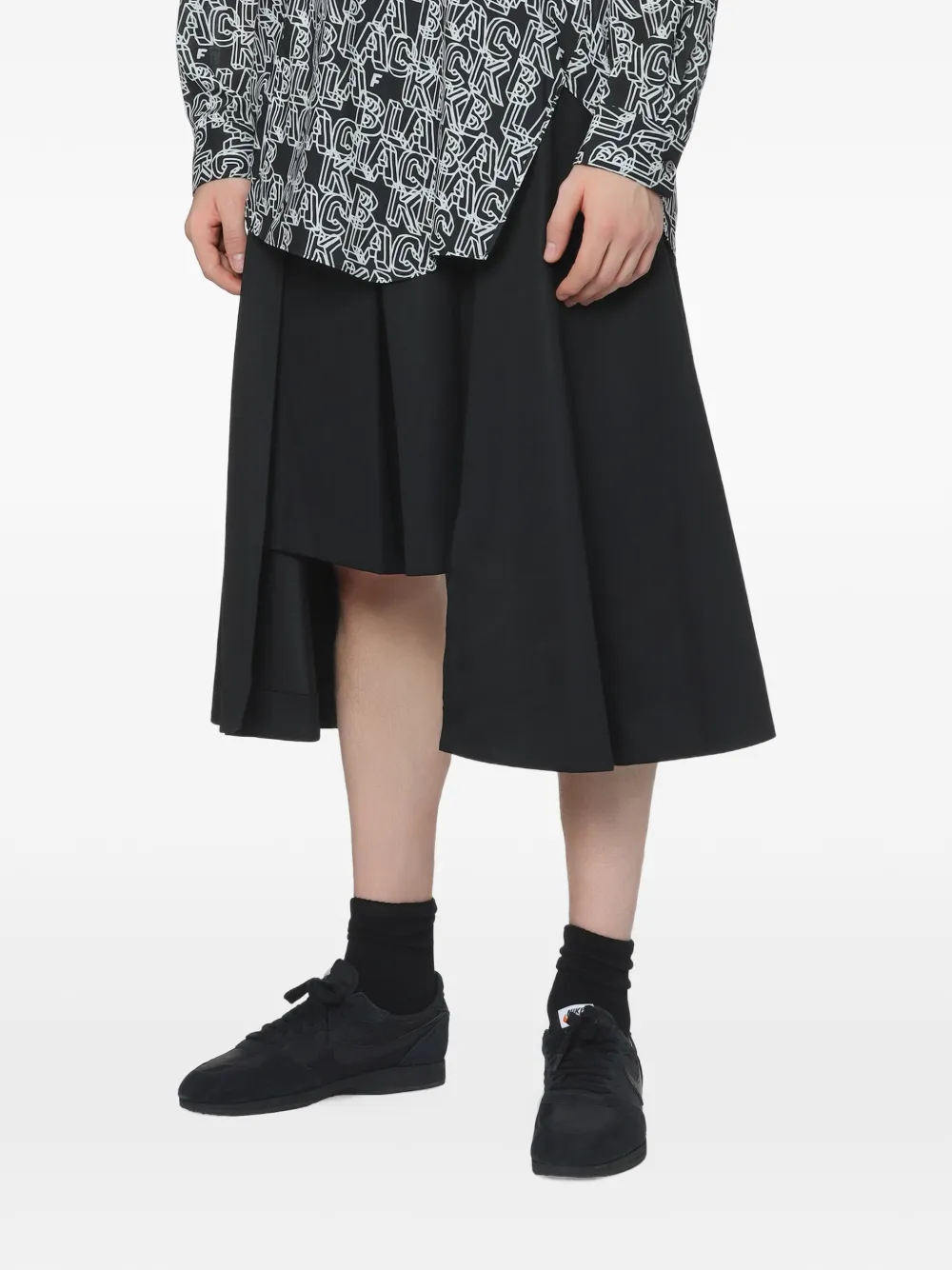Black Comme Des Garçons Asymmetrische gelaagde shorts Zwart