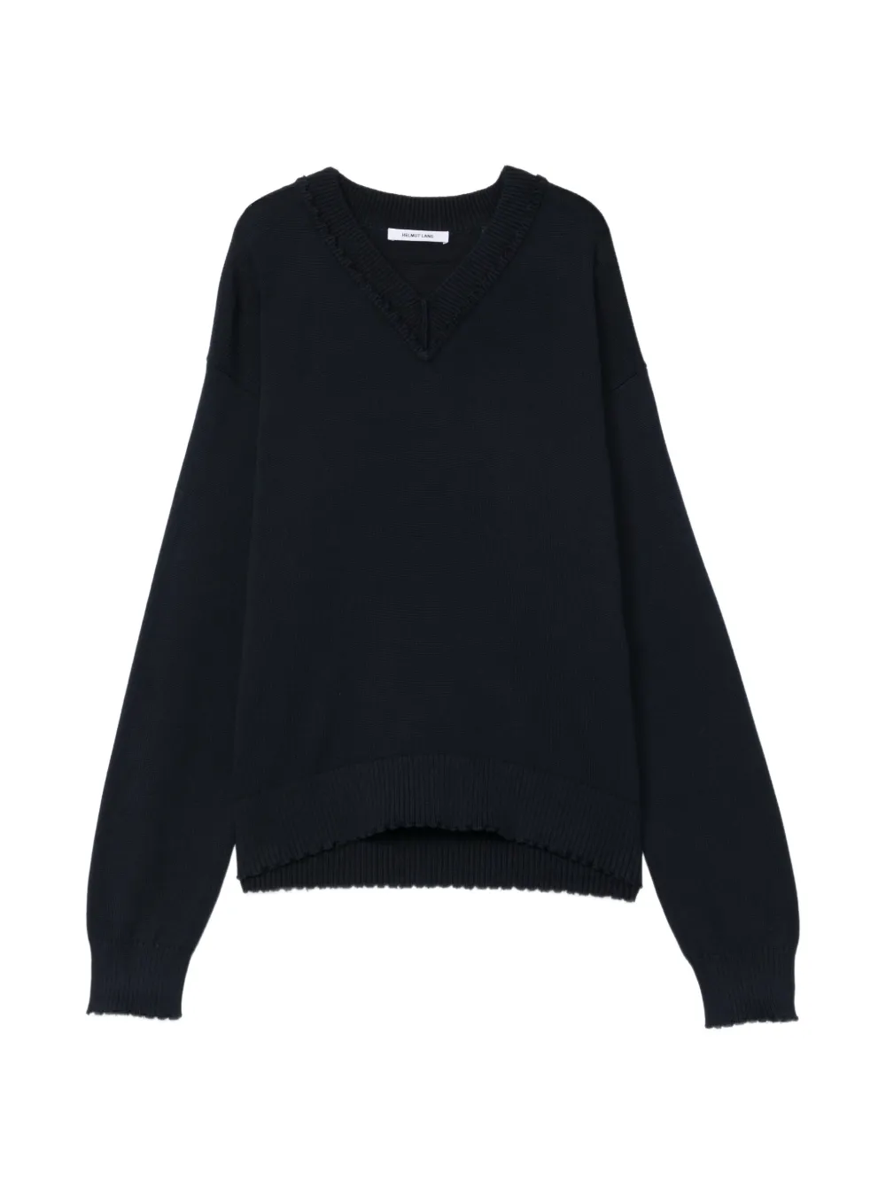 Helmut Lang Distressed V-neck Sweater In Black