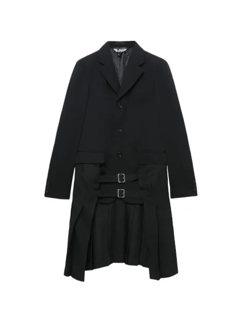 Black Comme Des Garçons buckled pleated coat