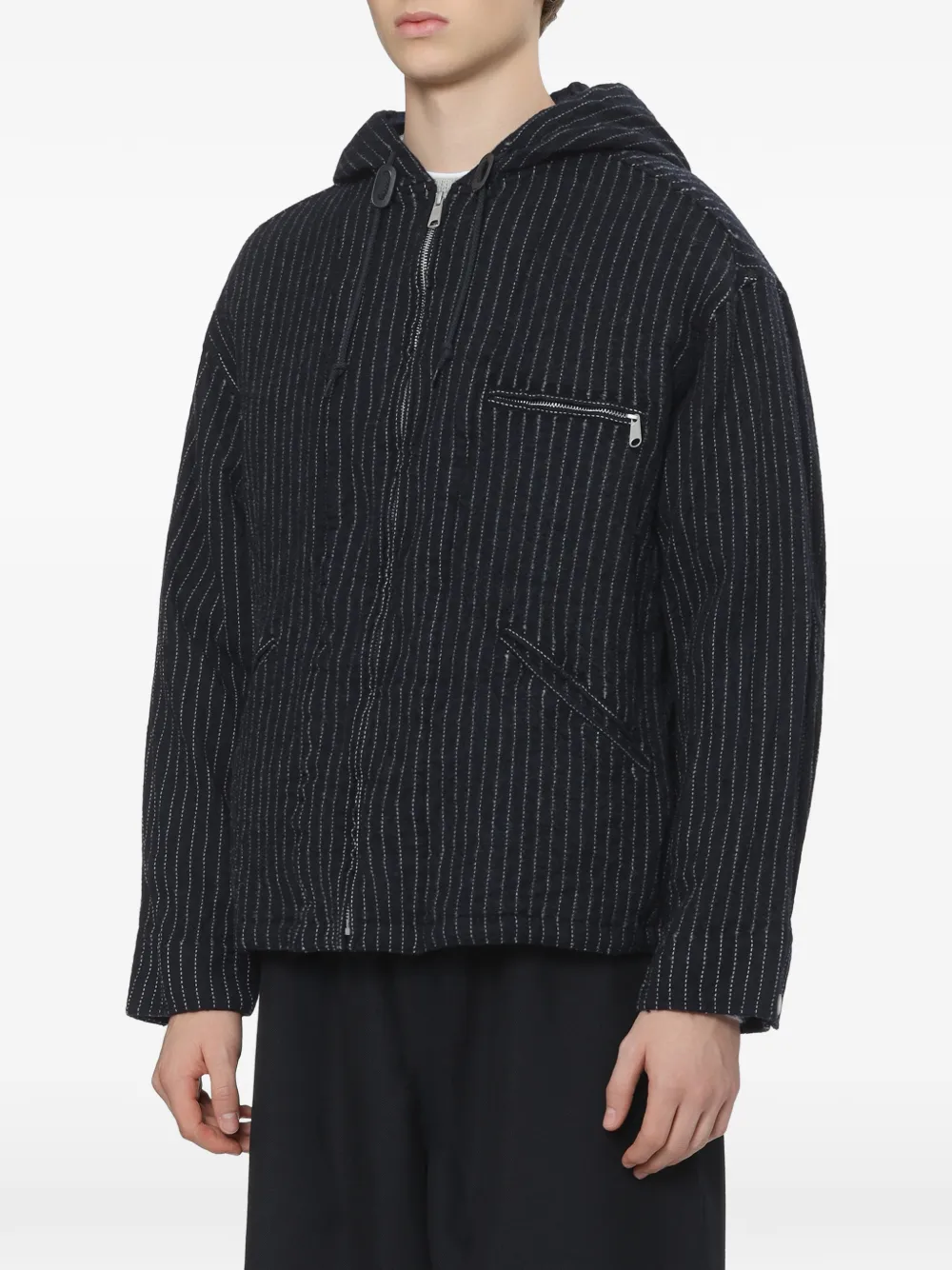 Comme des Garçons Homme Jack met krijtstreep en capuchon Zwart