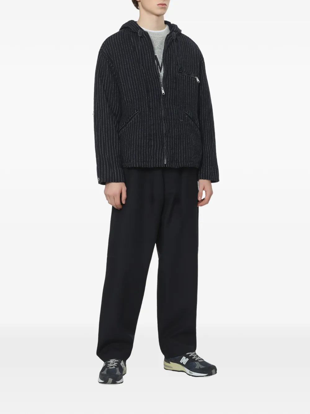 Comme des Garçons Homme Jack met krijtstreep en capuchon Zwart