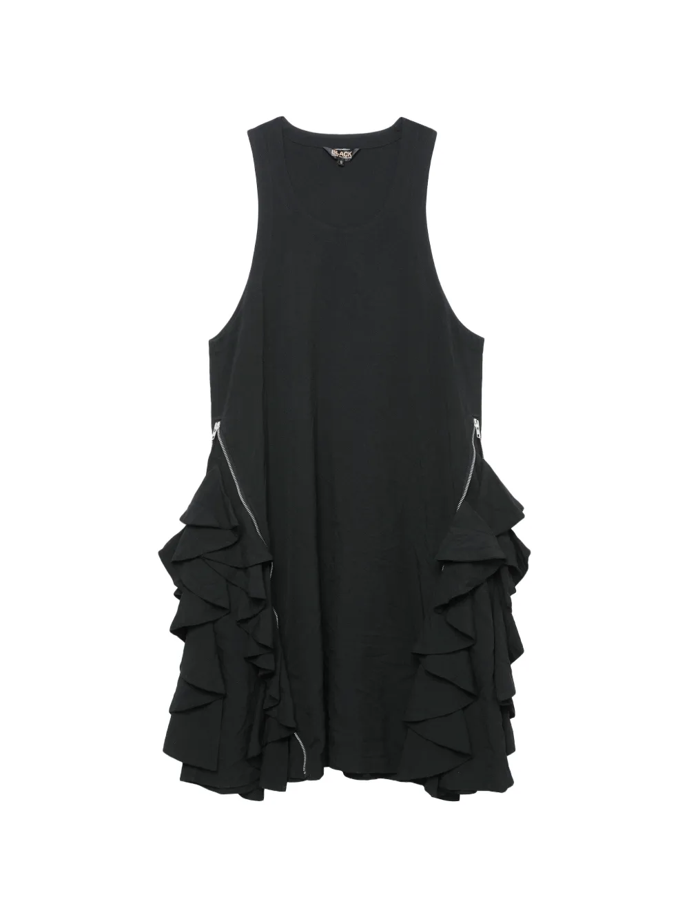 Black Comme Des Garçons ruffled zip-detail midi dress - Schwarz