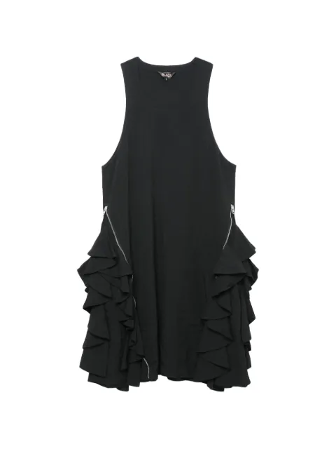 Black Comme Des Garçons ruffled zip-detail midi dress