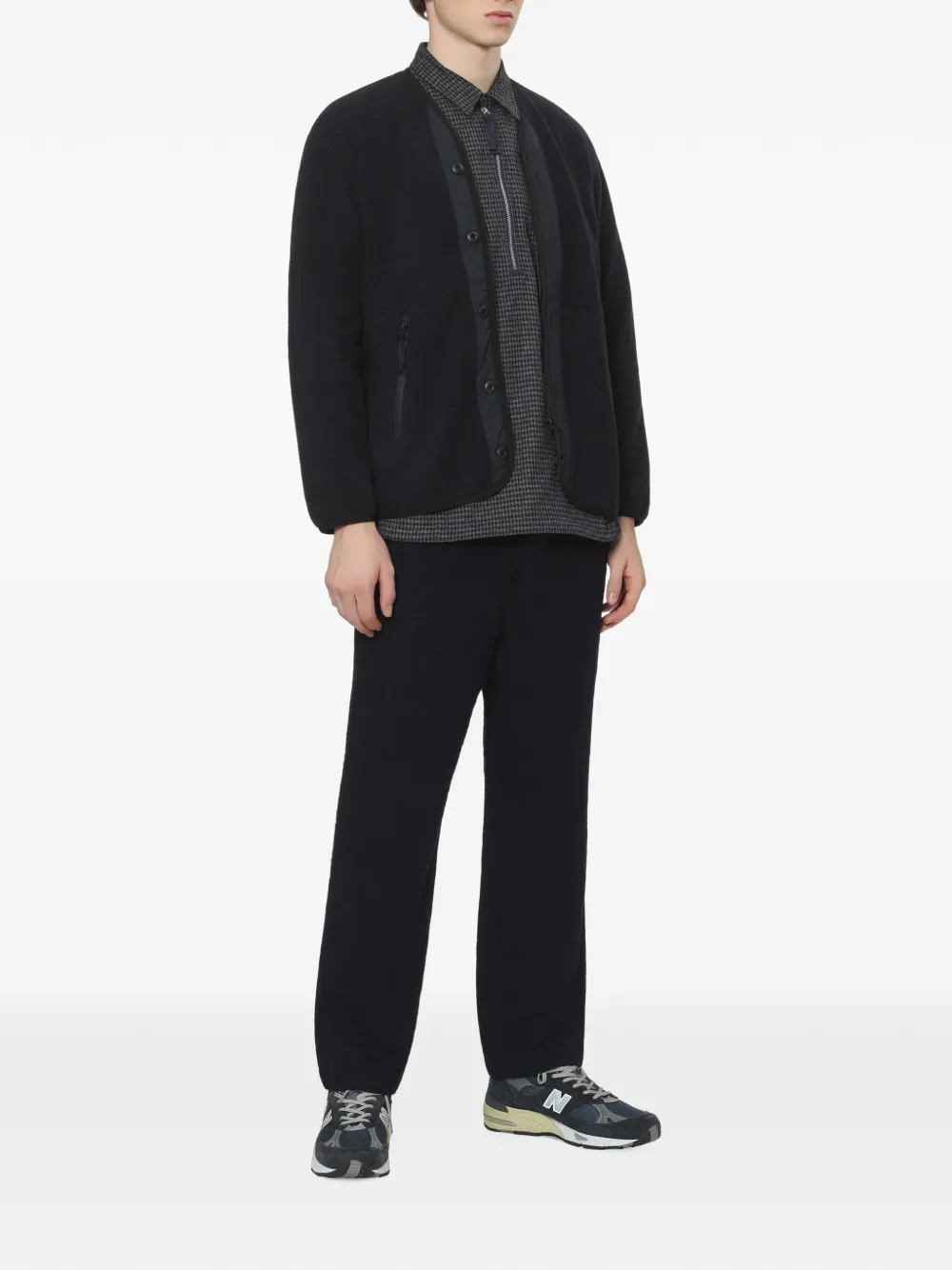Comme des Garçons Homme Poloshirt met pied-de-poule print en kwartrits Blauw