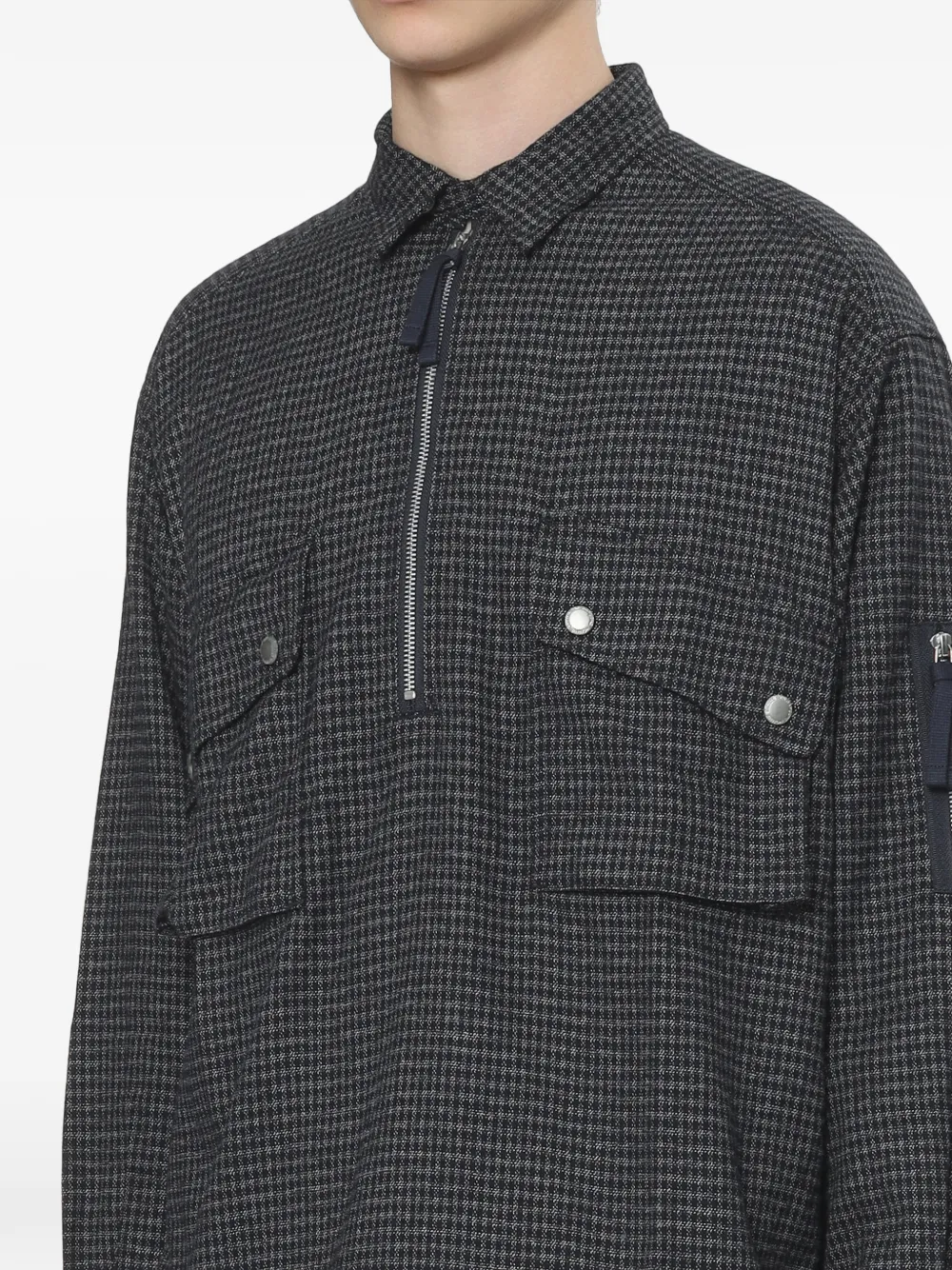 Comme des Garçons Homme Poloshirt met pied-de-poule print en kwartrits Blauw
