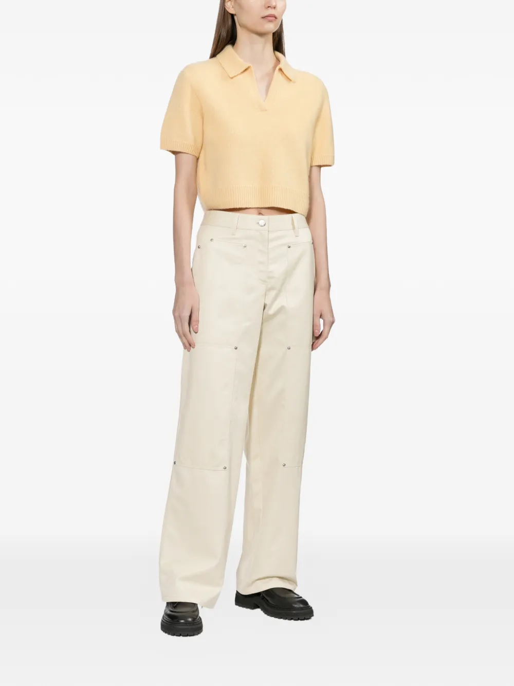 Helmut Lang Gebreide top met polokraag Geel