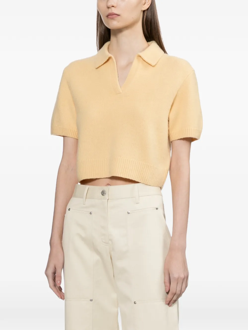 Helmut Lang Gebreide top met polokraag Geel