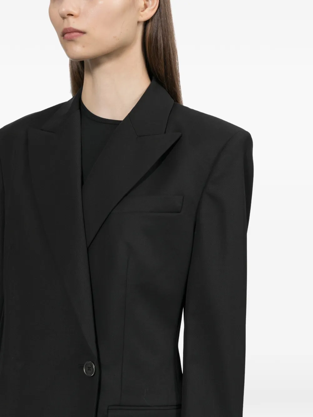 Helmut Lang Blazer met gespbandje en puntige revers Zwart