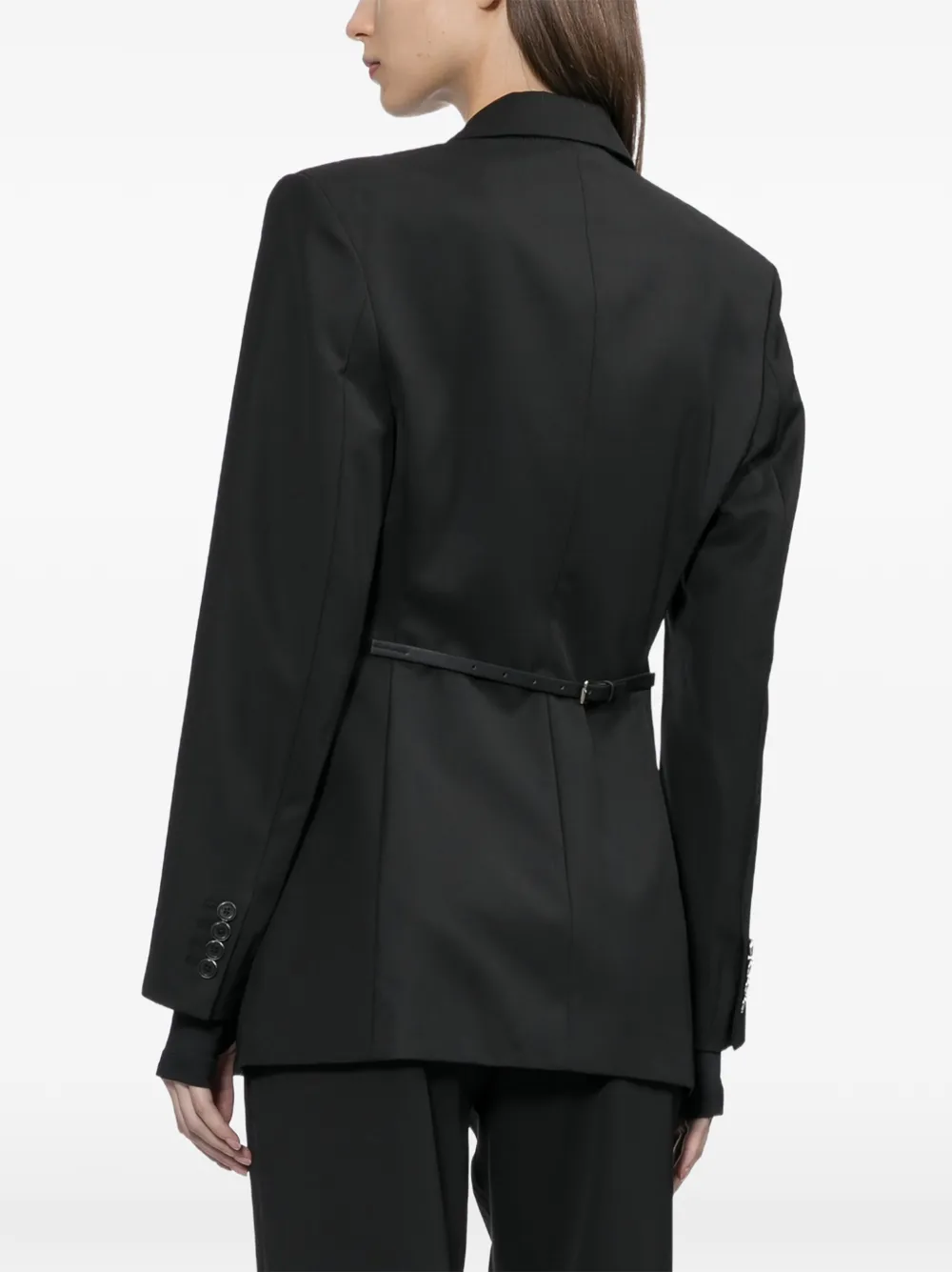 Helmut Lang Blazer met gespbandje en puntige revers Zwart