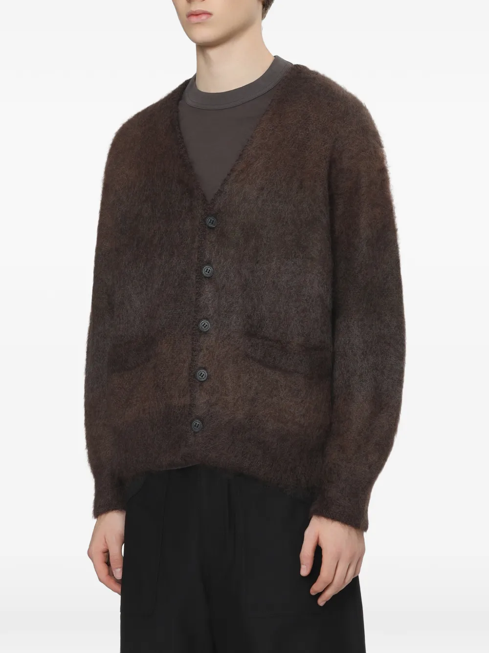 Comme des Garçons Homme Geborsteld vest van mohairblend Bruin