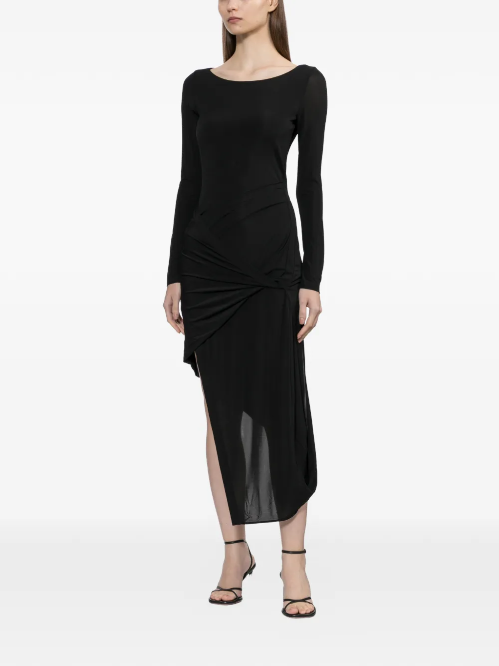 Helmut Lang Jurk met gedraaid gedrapeerd detail Zwart