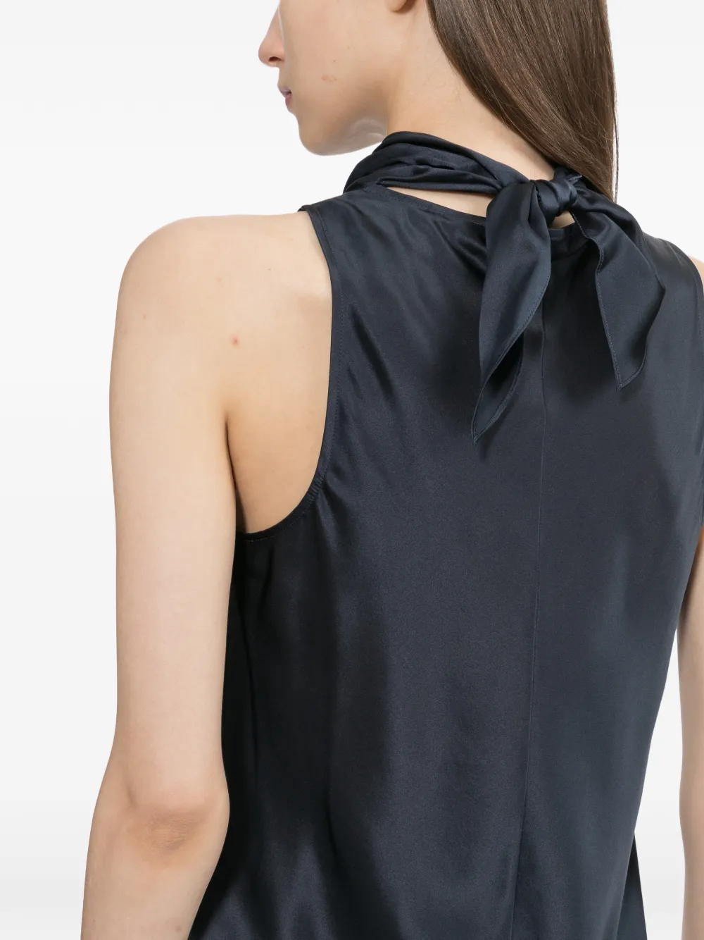 Helmut Lang Zijden top met ruches Blauw