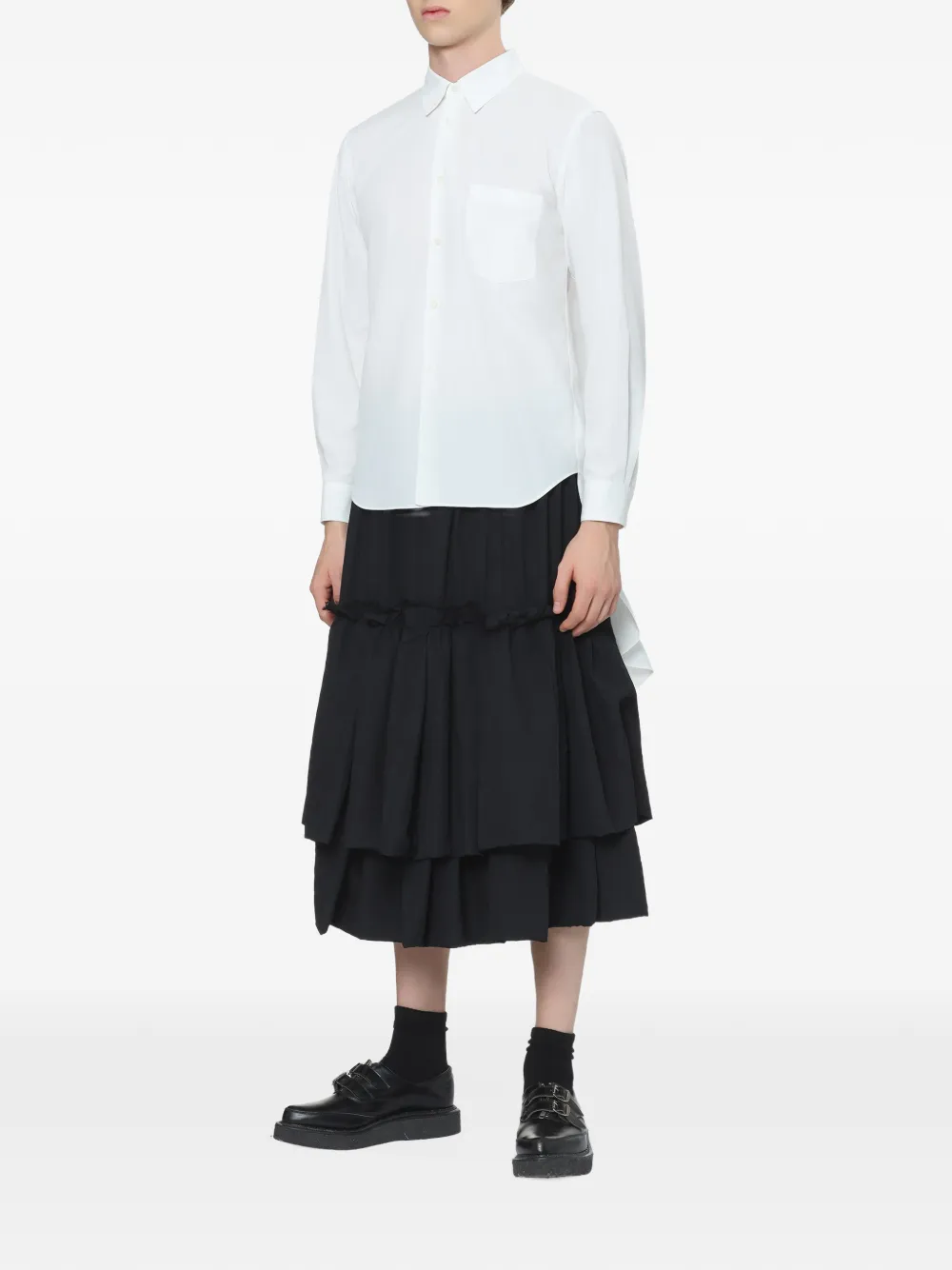 Black Comme Des Garçons ruffled-panel shirt Wit