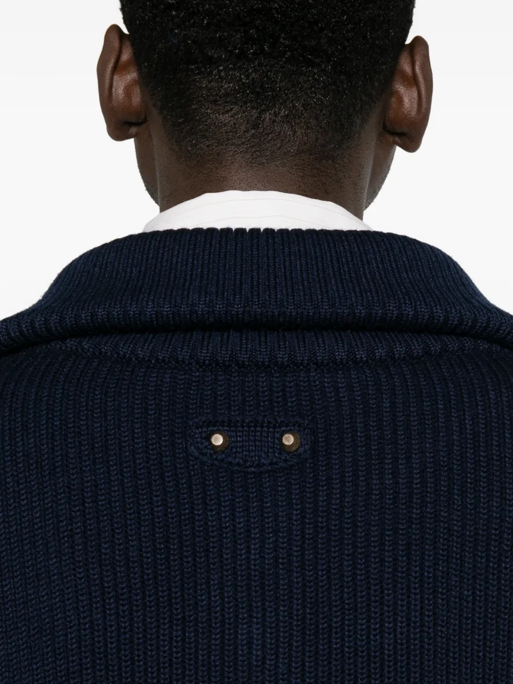 Balenciaga Ribgebreide trui met kwart rits Blauw