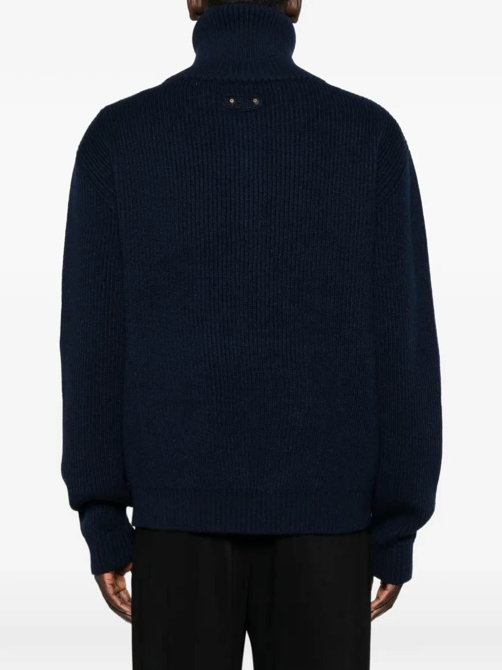 Balenciaga Ribgebreide trui met kwart rits Blauw