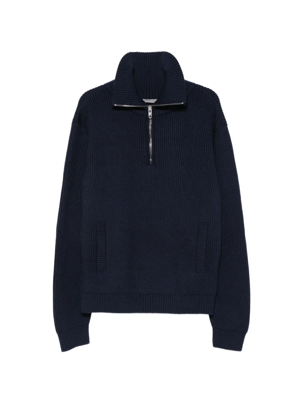 Balenciaga ribbed-knit quarter-zip sweater - Blue